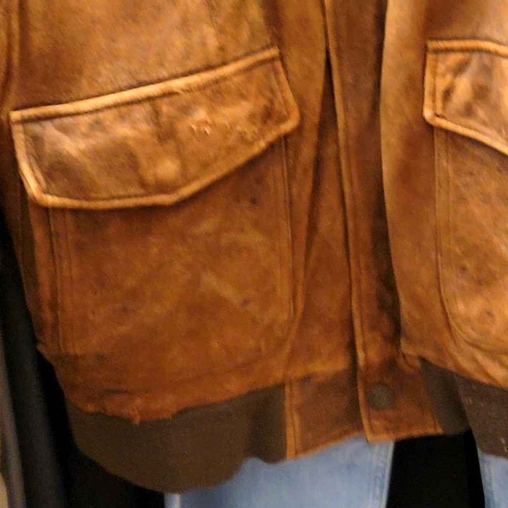 Vtg Wilsons Brown  Leather Bomber Jacket Sz L - Picture 2 of 11